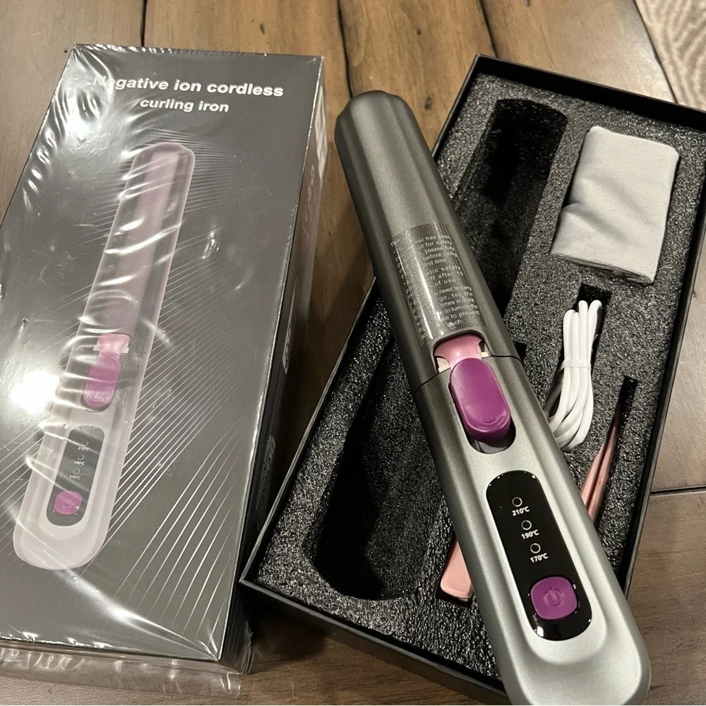 Cordless Curling Iron 1.33” Barrel Straightening Brush - Gray #MC1